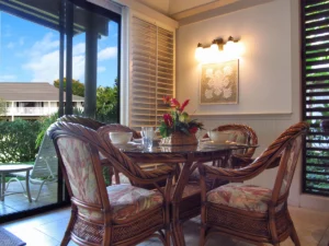 Kiahuna Plantation condo #39 interior shot showing the dining area.